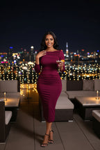 The City Lights Ruched Midi Dress