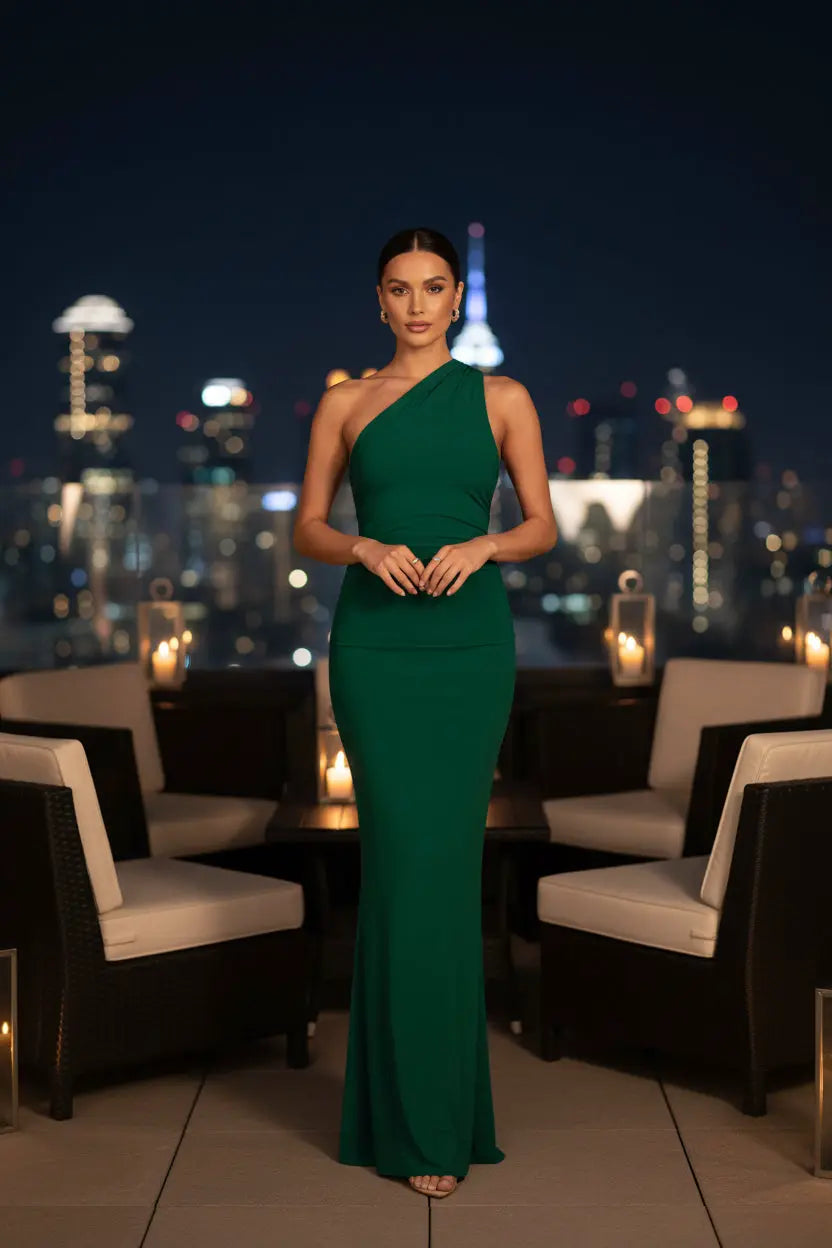 The Bordeaux One-Shoulder Maxi Dress - After Nine