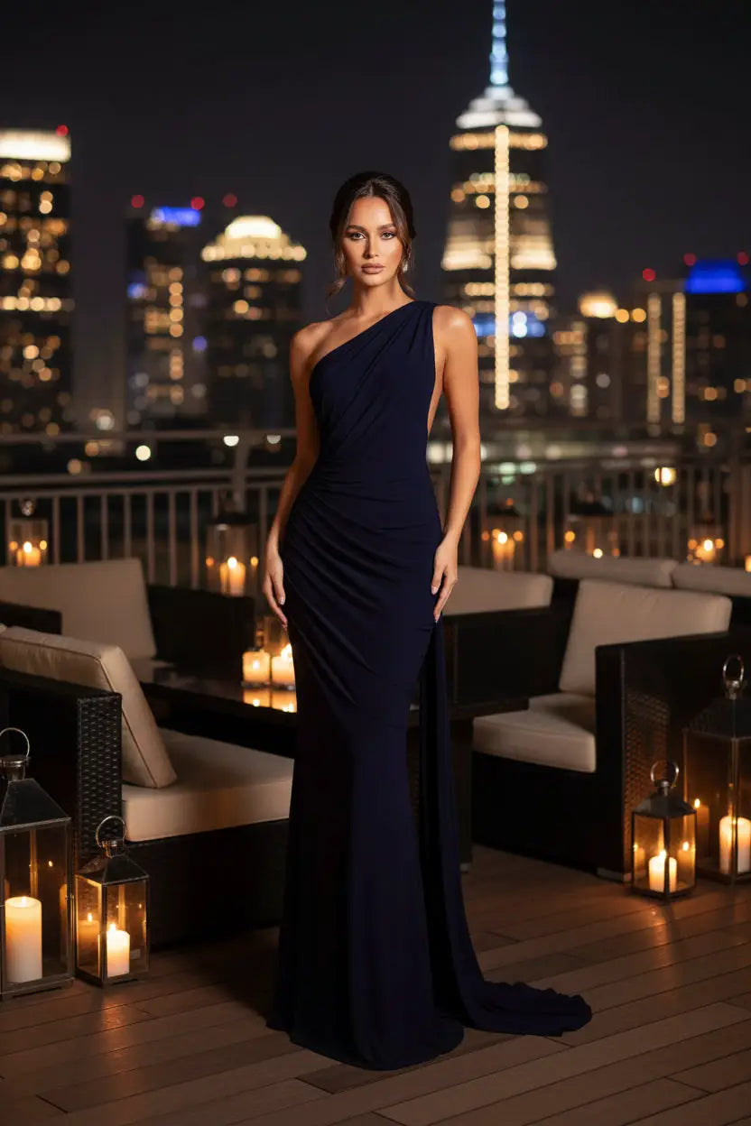 The Bordeaux One-Shoulder Maxi Dress