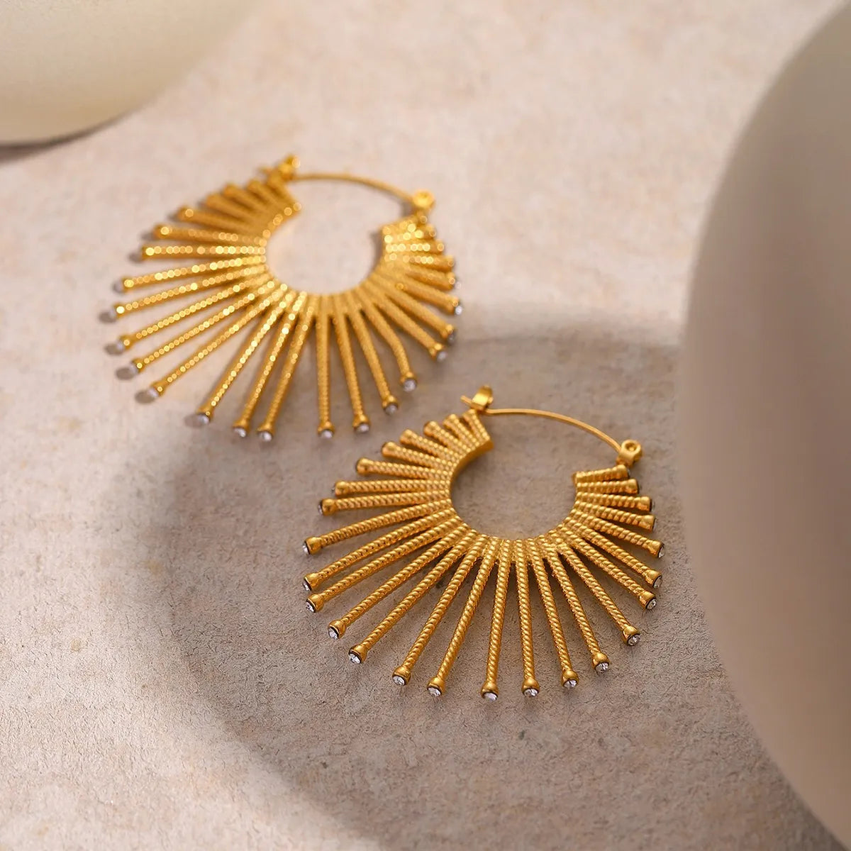 Golden Sunburst Hoop Earrings