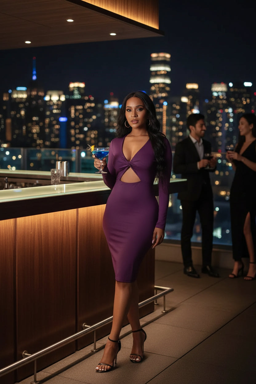 Sapphire Cutout Sheath Midi Dress