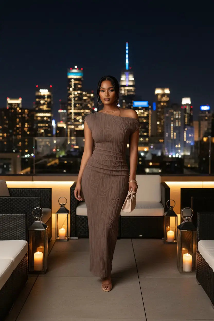 The Sculpted One-Shoulder Maxi Dress - After Nine
