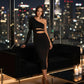 One Shoulder Maxi Dress With Waist Cut Out