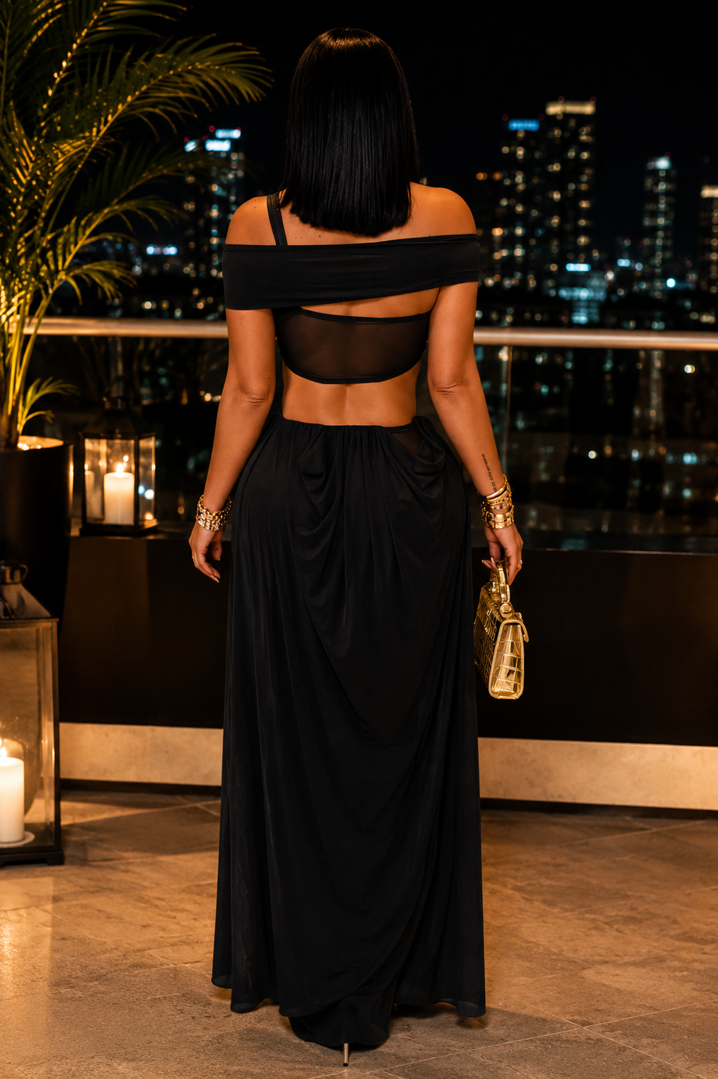Zafira Draped Cutout Maxi Dress