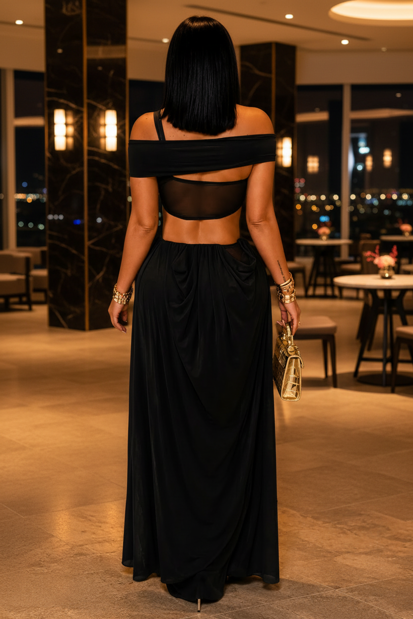 Zafira Draped Cutout Maxi Dress