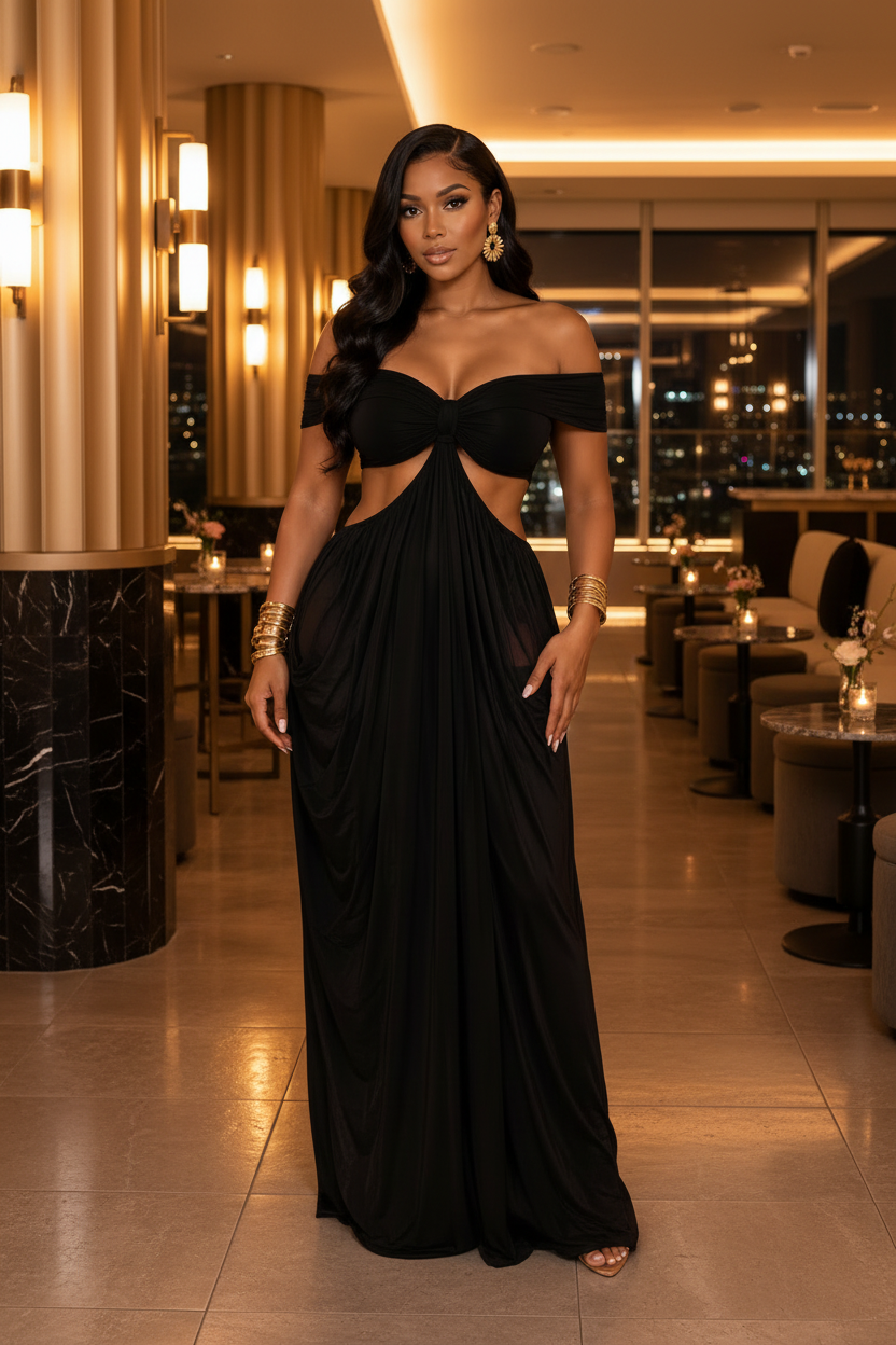 Zafira Draped Cutout Maxi Dress