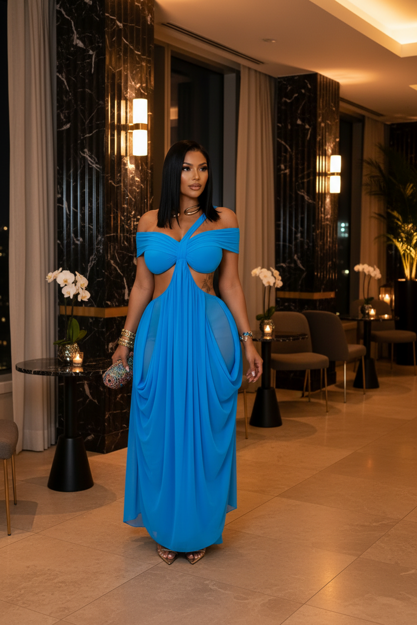 Zafira Draped Cutout Maxi Dress