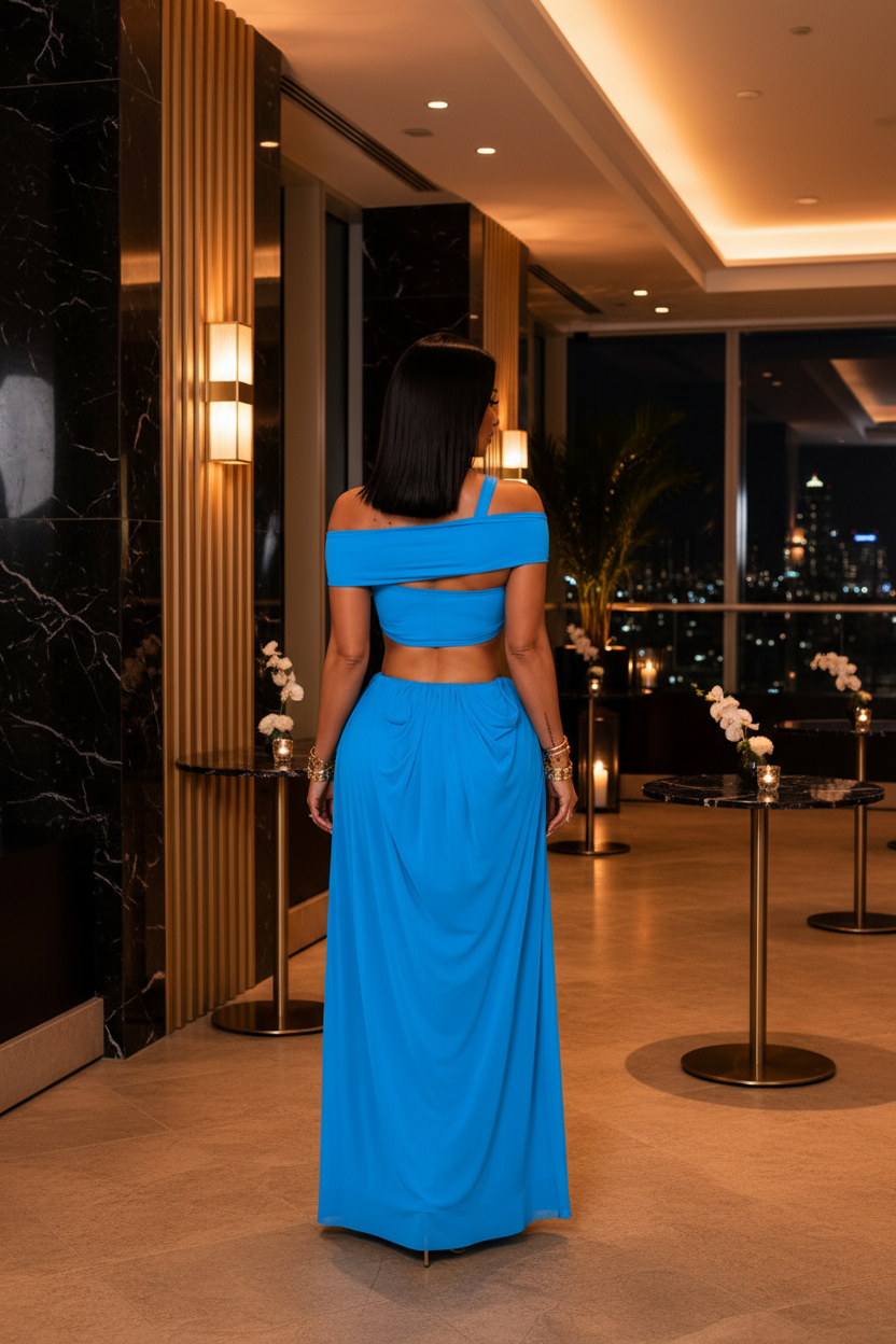 Zafira Draped Cutout Maxi Dress