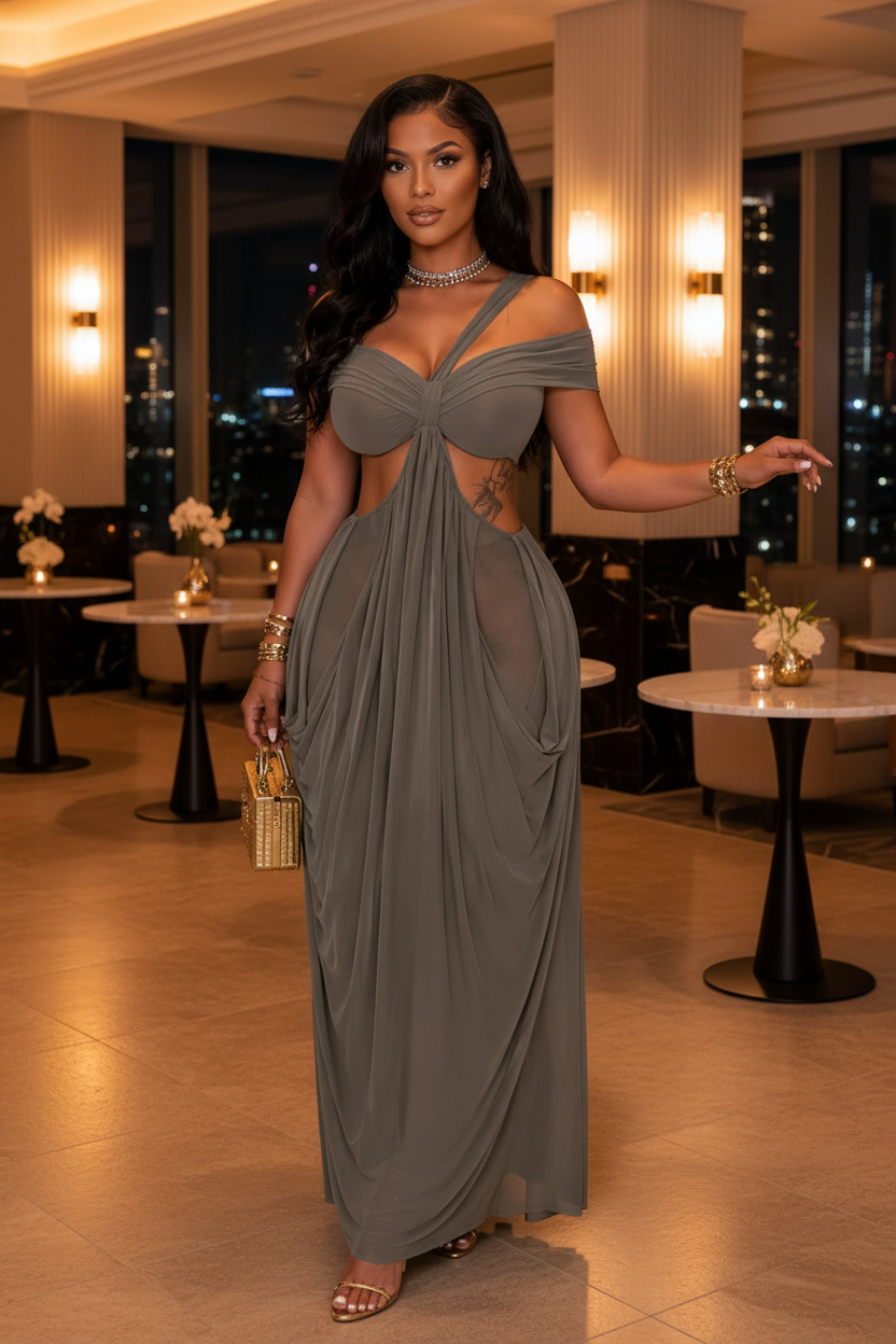 Zafira Draped Cutout Maxi Dress