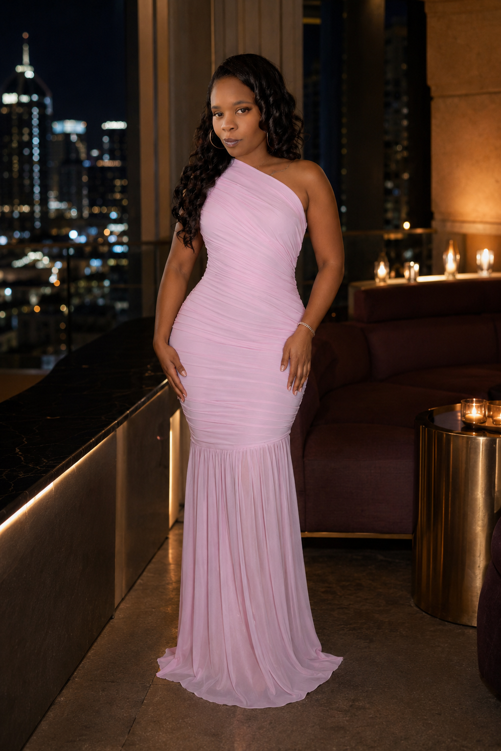 The Afterglow One-Shoulder Ruched Maxi Dress