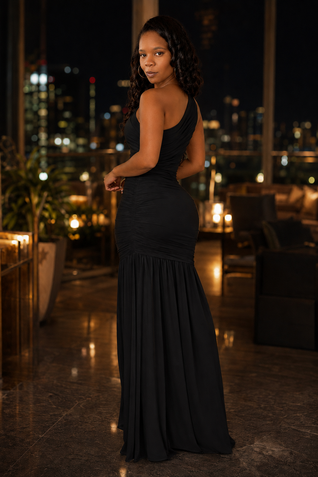 The Afterglow One-Shoulder Ruched Maxi Dress