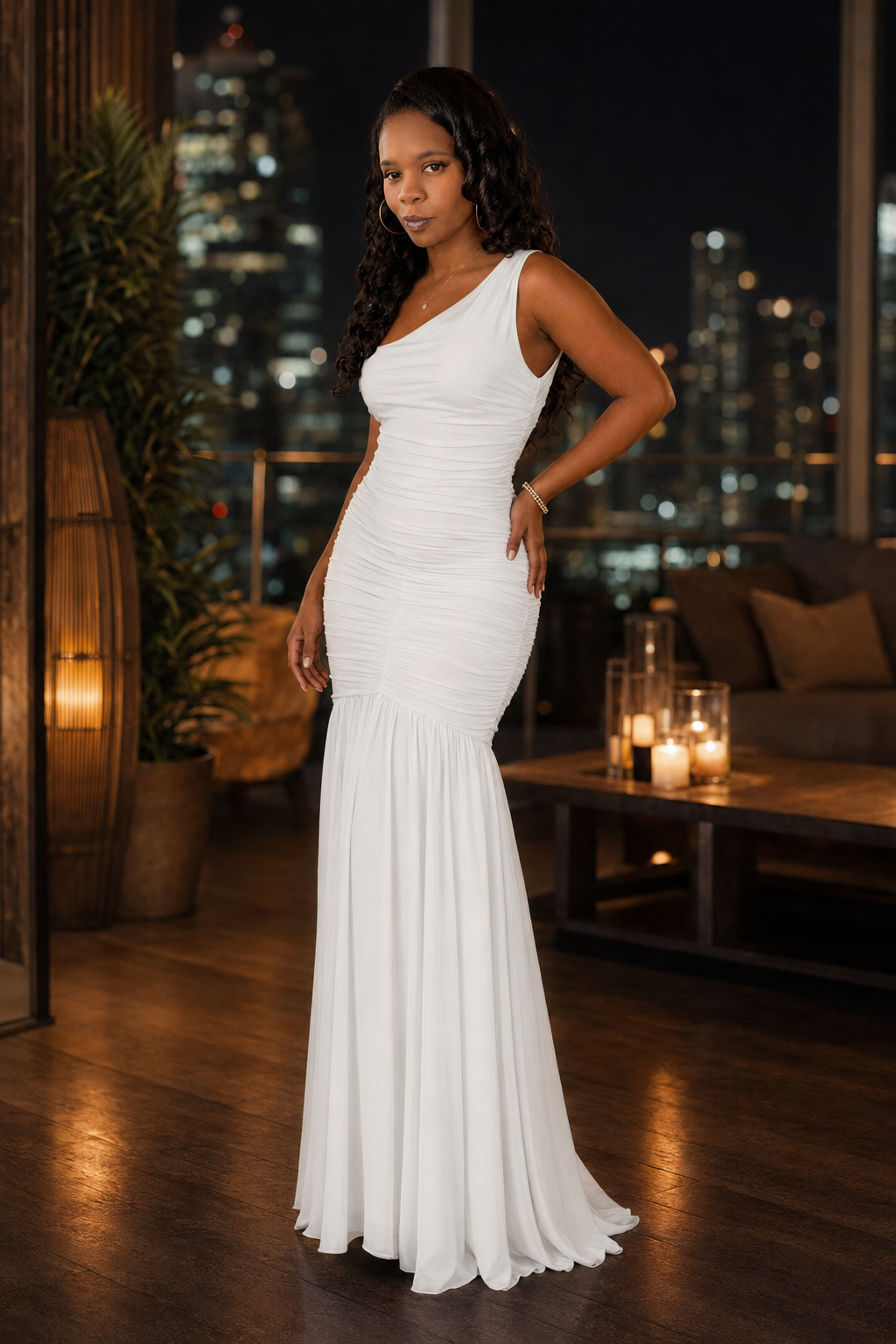 The Afterglow One-Shoulder Ruched Maxi Dress