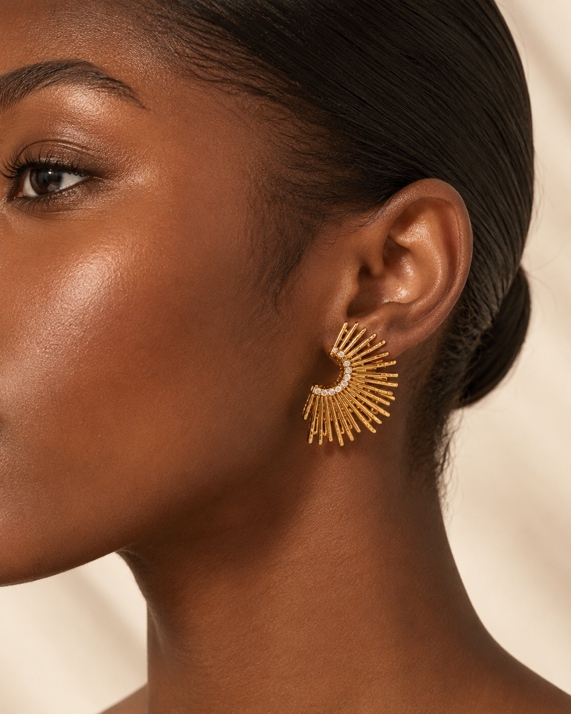 Golden Sunburst Hoop Earrings