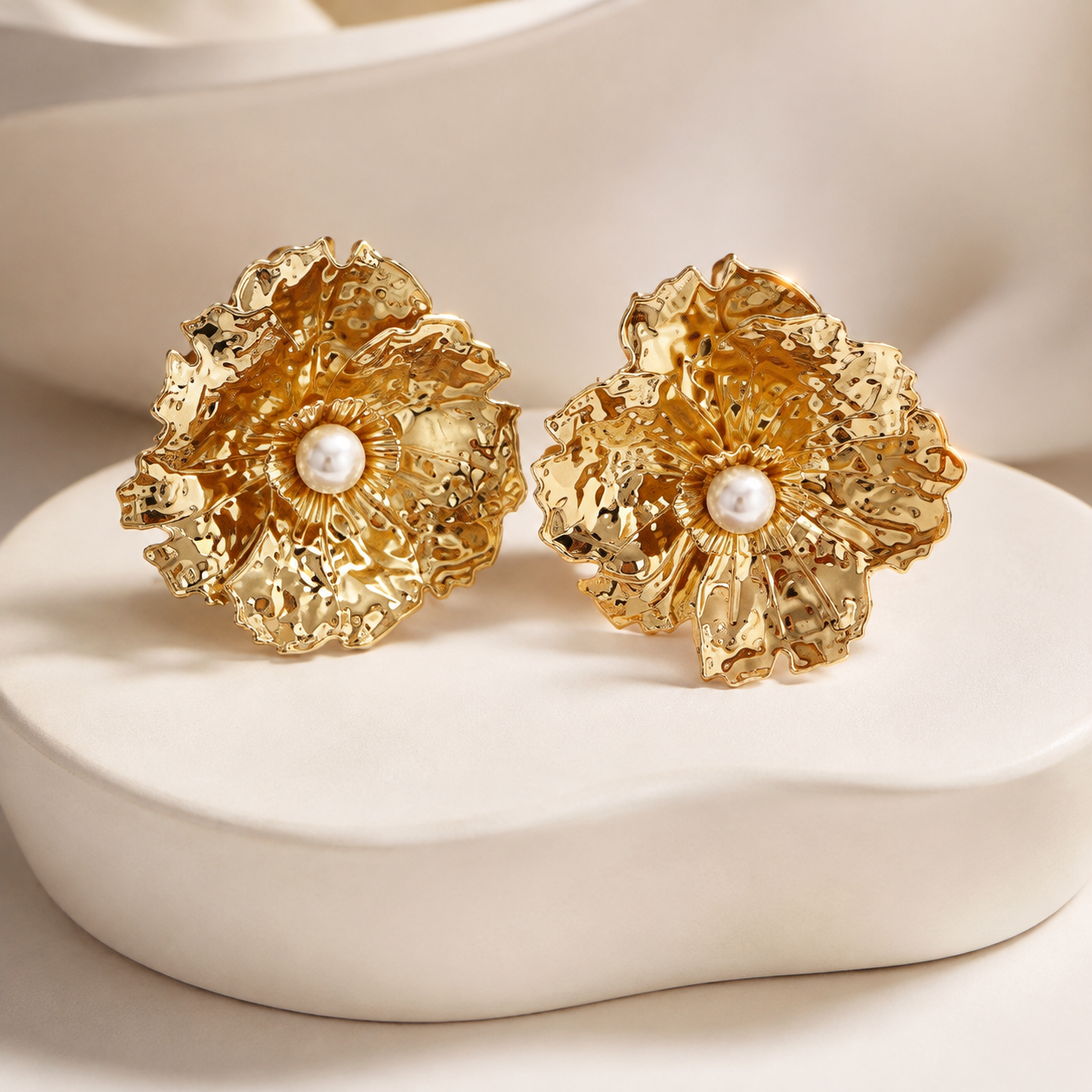 Golden Muse Pearl Bloom Earrings