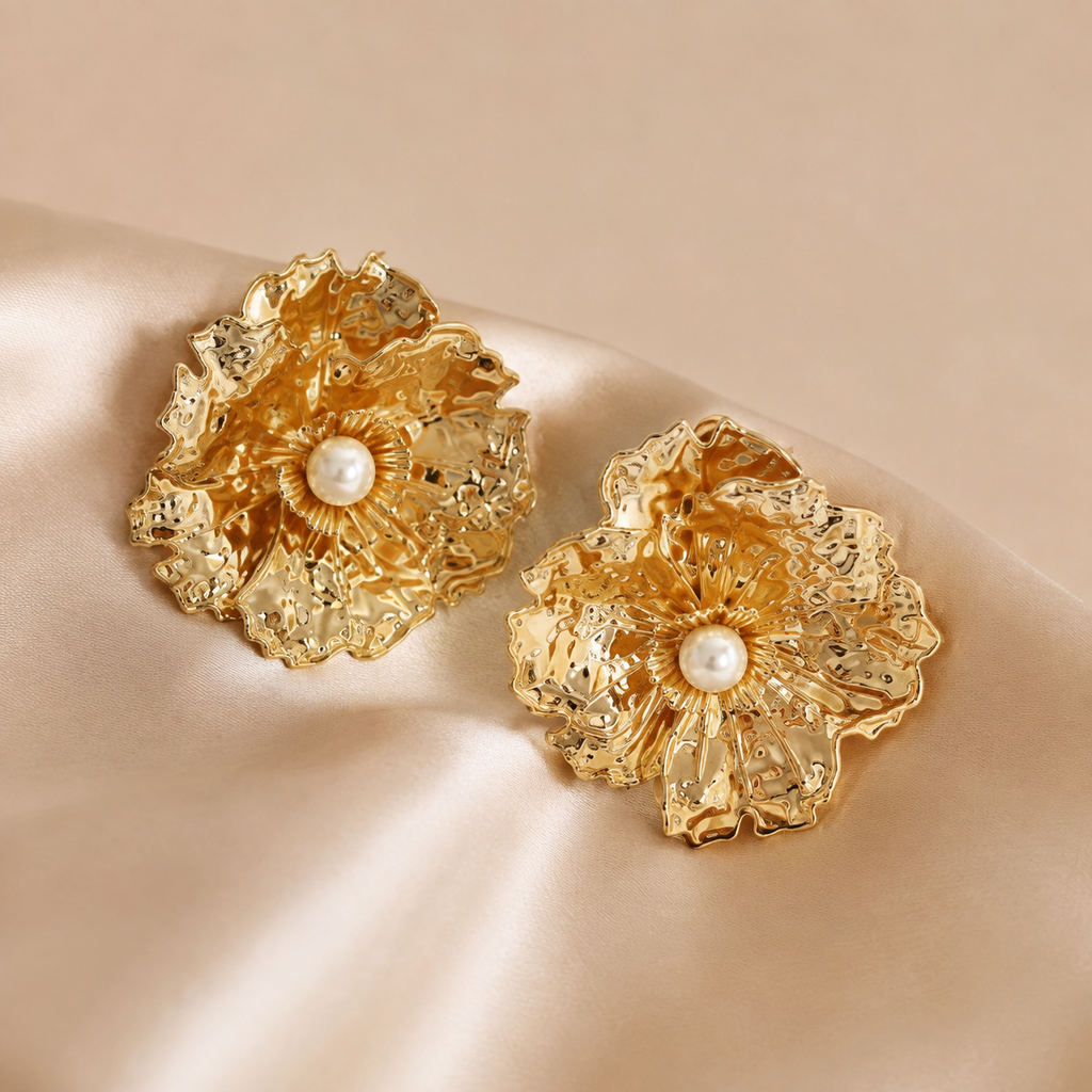 Golden Muse Pearl Bloom Earrings