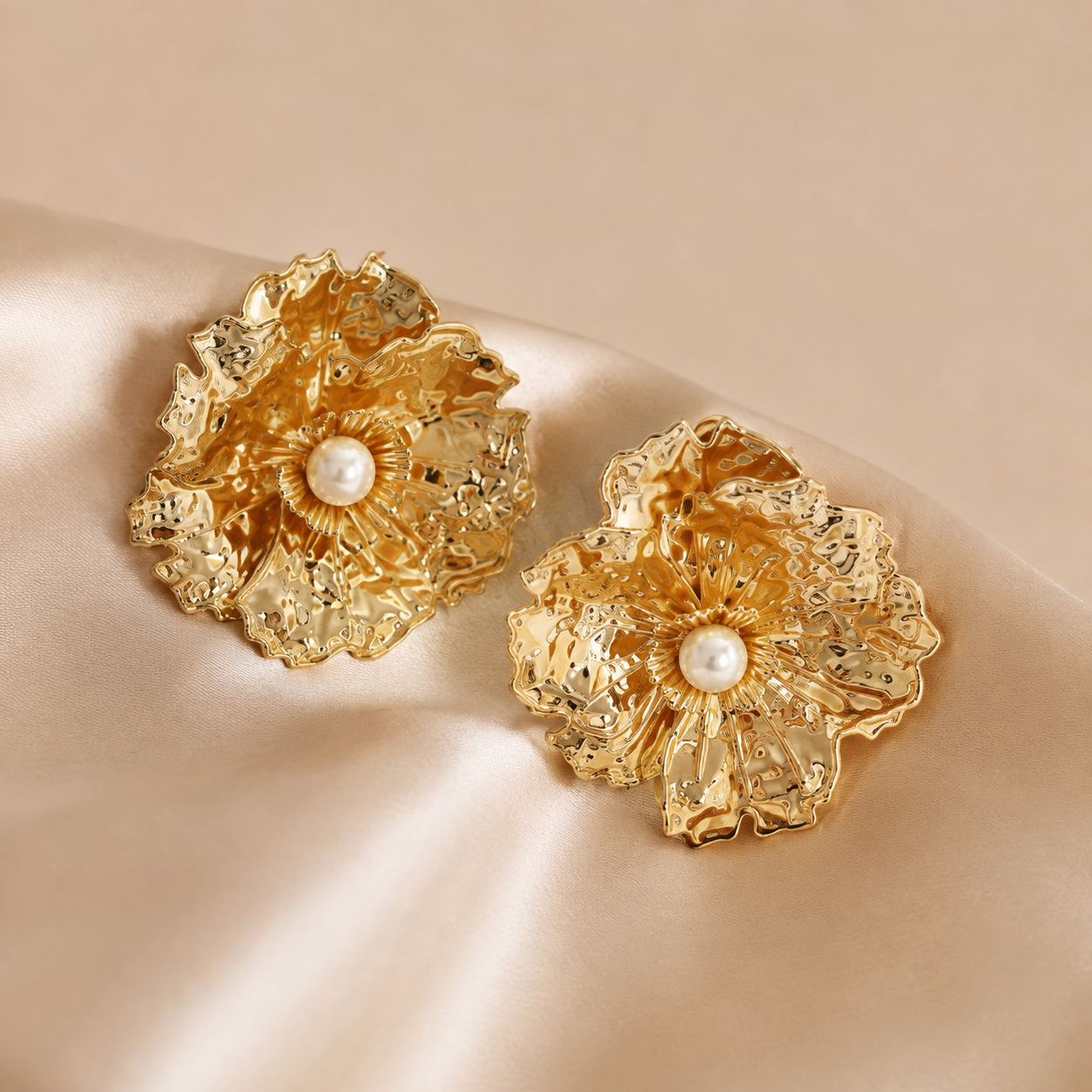 Golden Muse Pearl Bloom Earrings