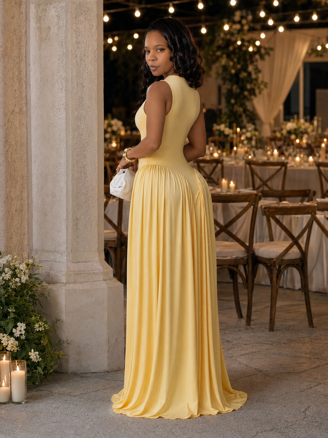 The Grand Arrival Drop-Waist Maxi Dress