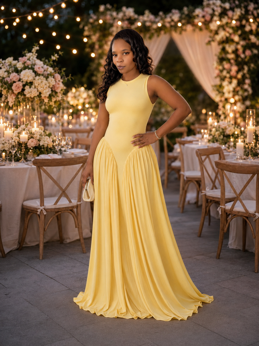 The Grand Arrival Drop-Waist Maxi Dress