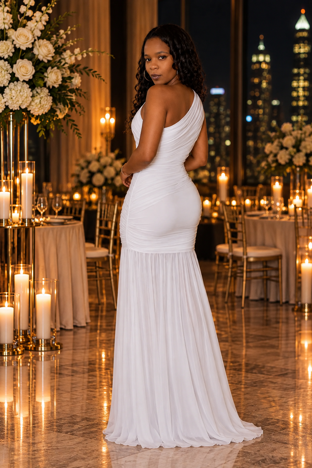 The Afterglow One-Shoulder Ruched Maxi Dress