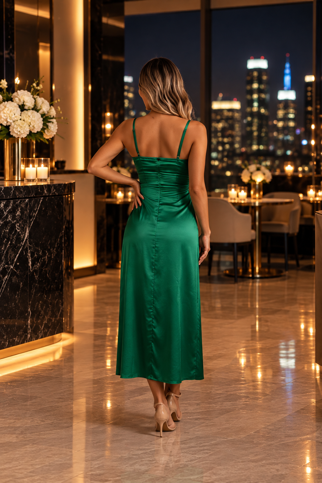 The After Hours Satin Midi Dress