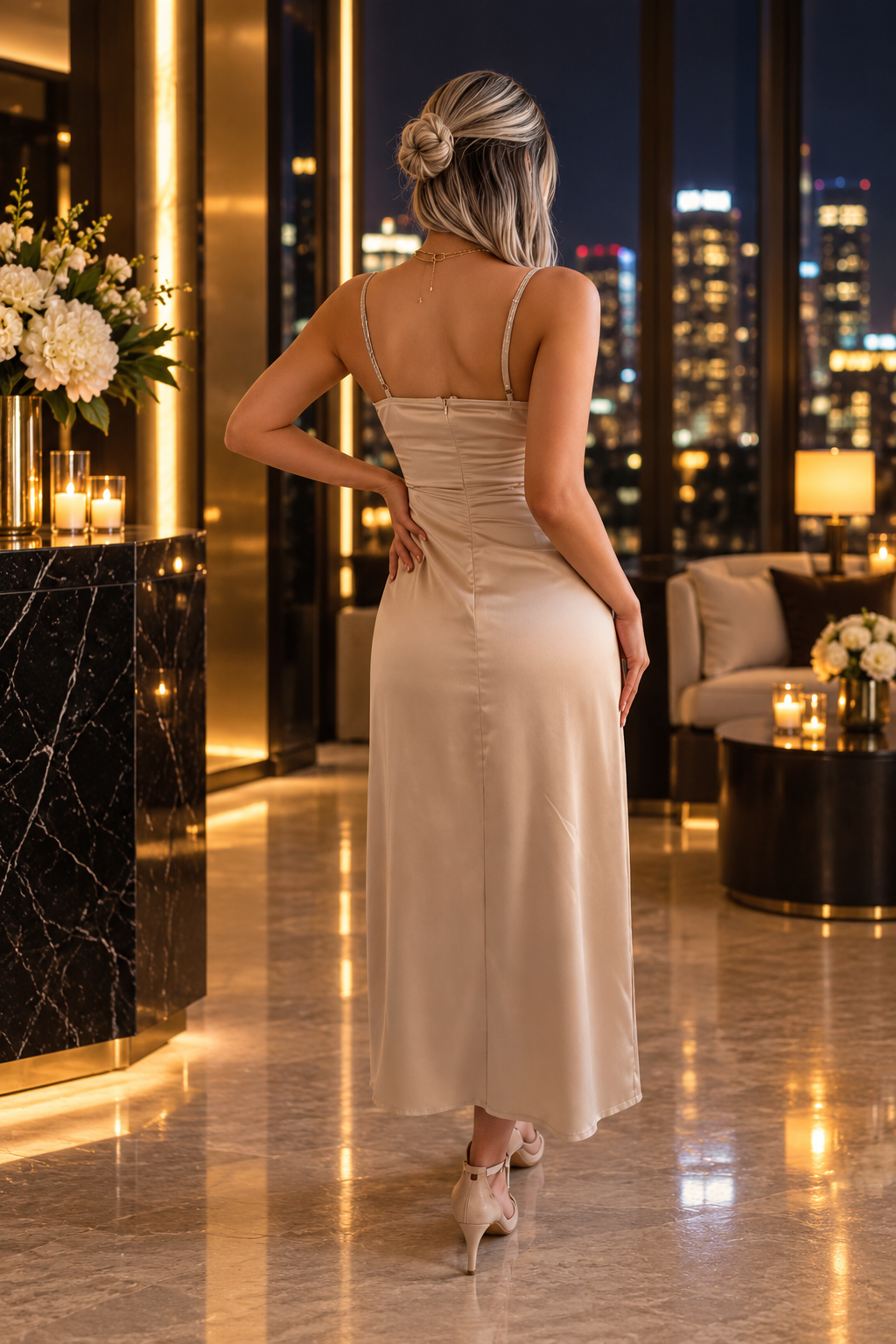 The After Hours Satin Midi Dress