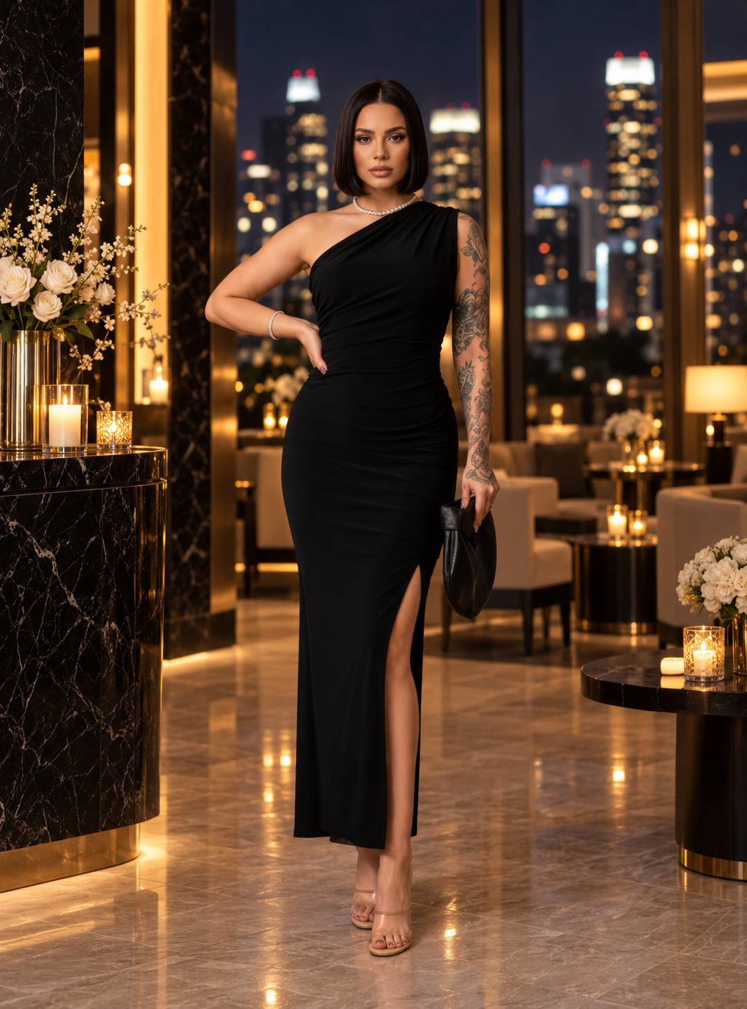 The Midnight Curve One-Shoulder Maxi Dress