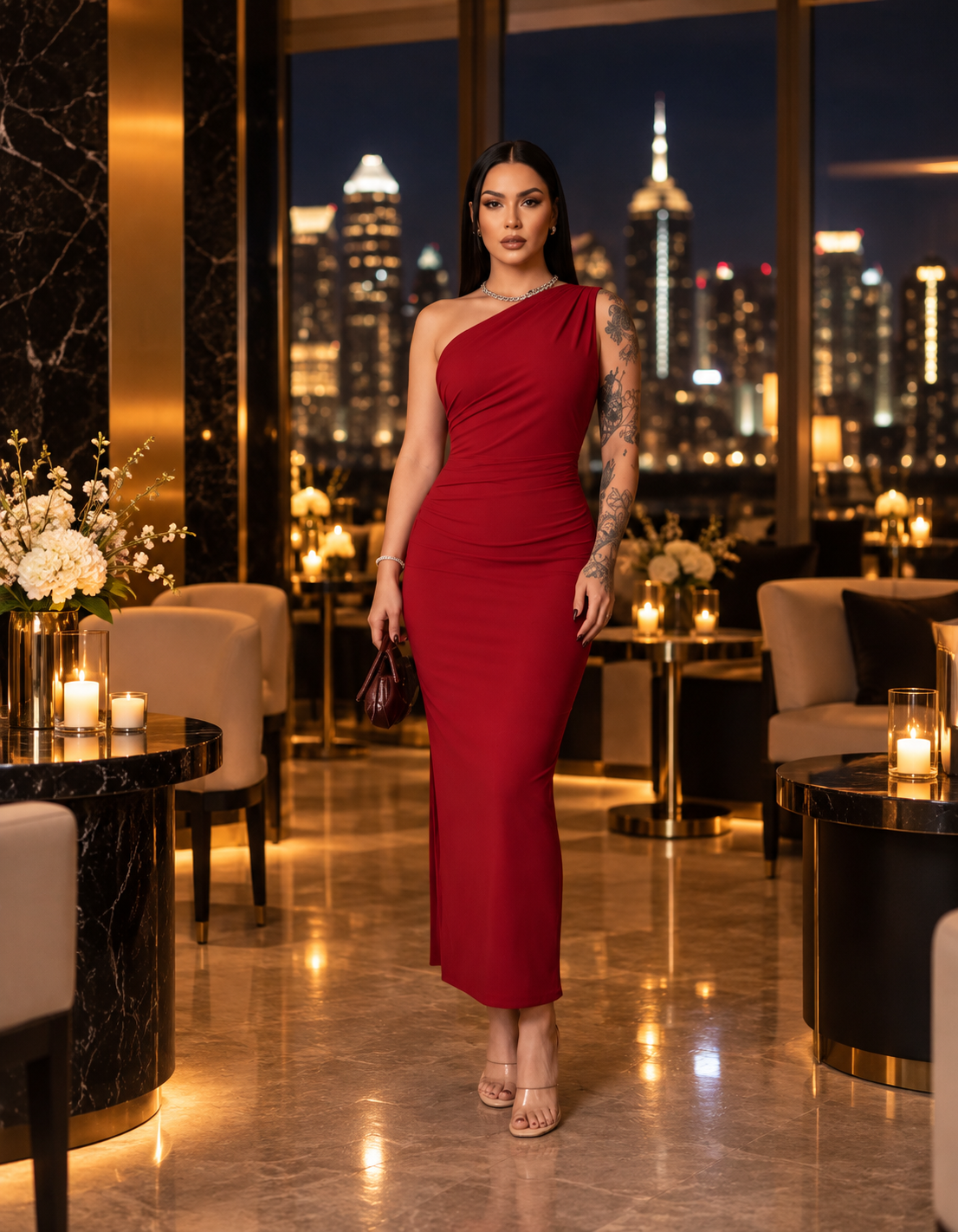 The Midnight Curve One-Shoulder Maxi Dress
