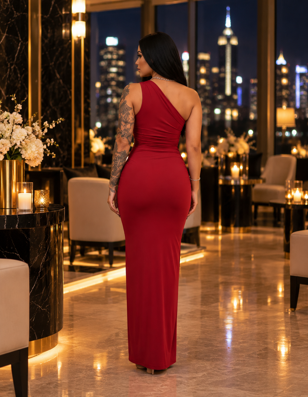 The Midnight Curve One-Shoulder Maxi Dress