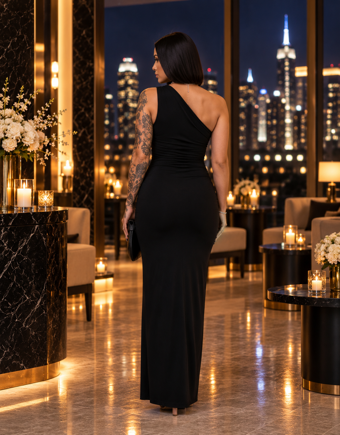 The Midnight Curve One-Shoulder Maxi Dress