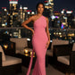 The Bordeaux One-Shoulder Maxi Dress