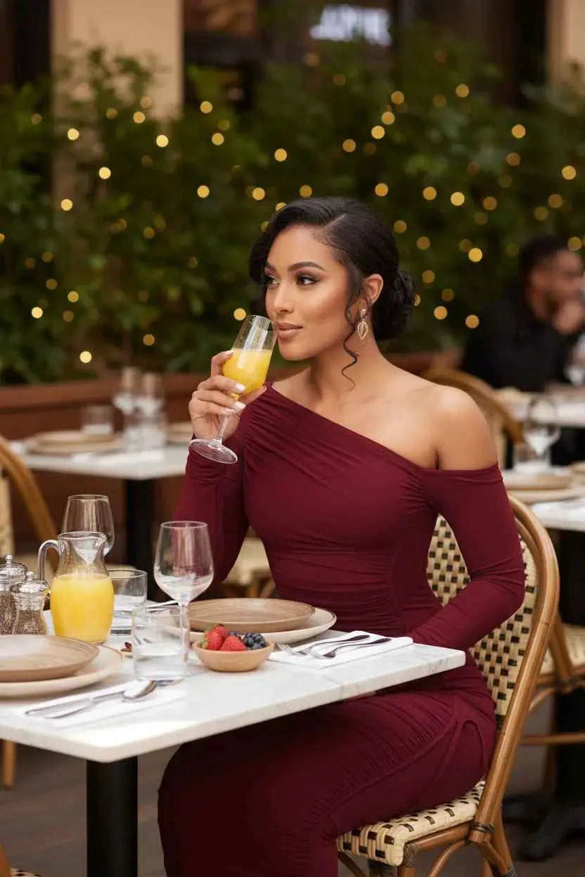 The First Impression One-Shoulder Mesh Midi Dress
