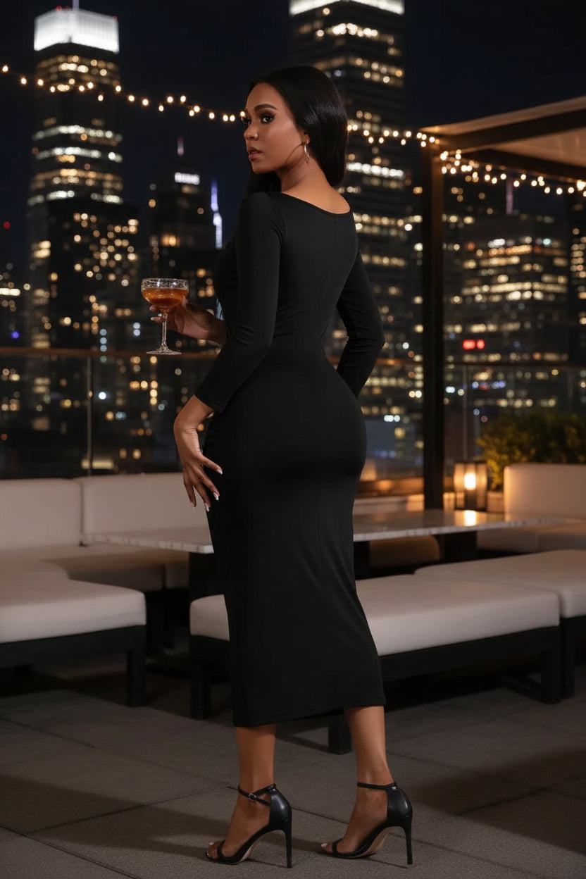 The City Lights Ruched Midi Dress