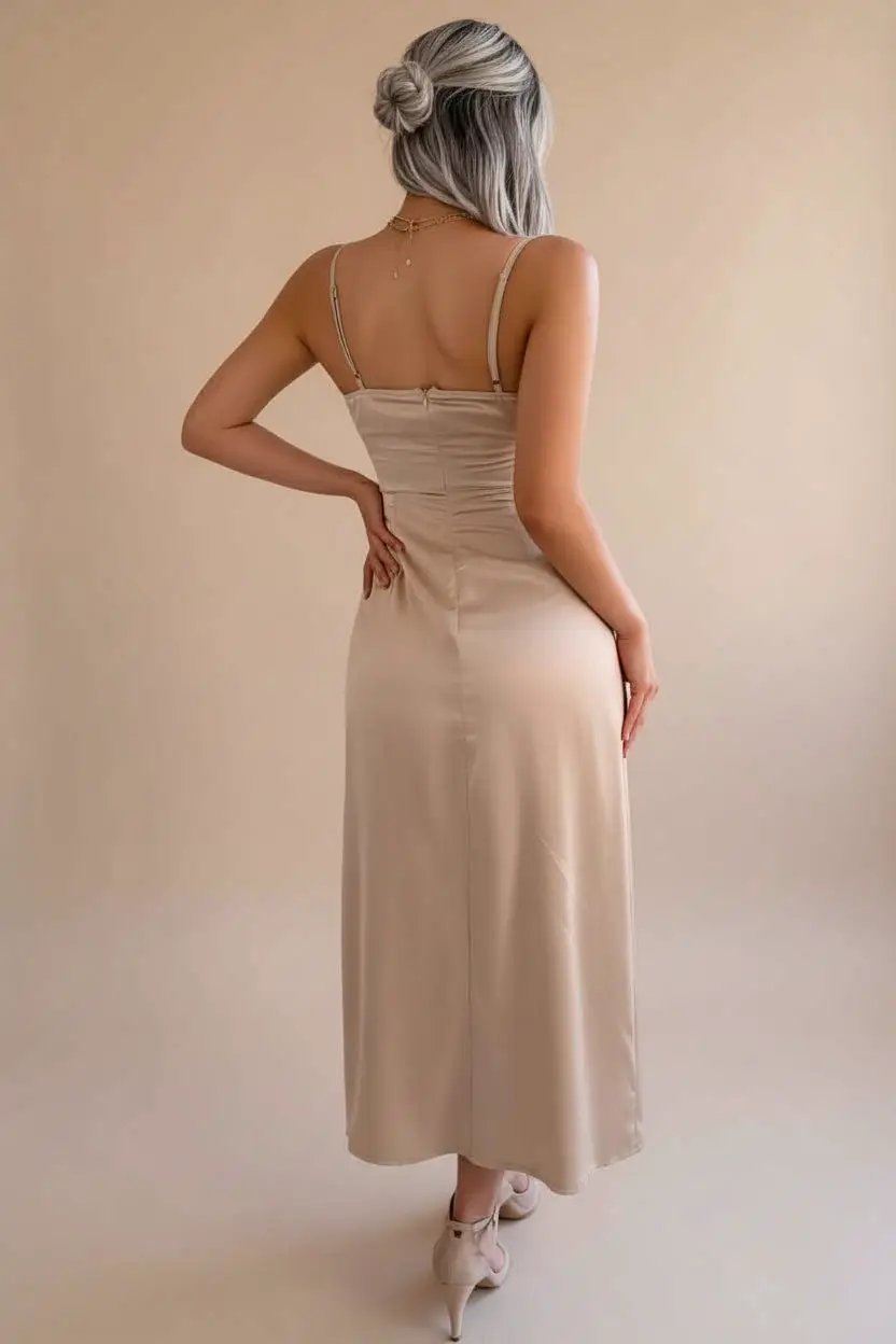 After Hours Satin Midi Slip Dress