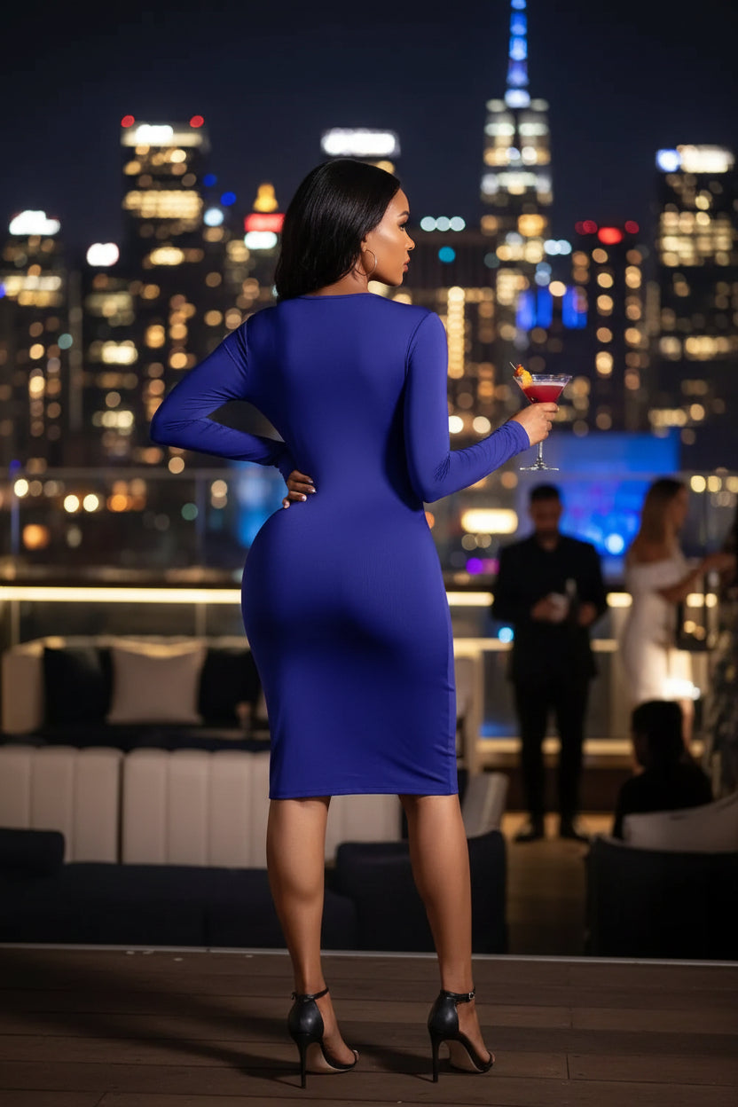 Sapphire Cutout Sheath Midi Dress
